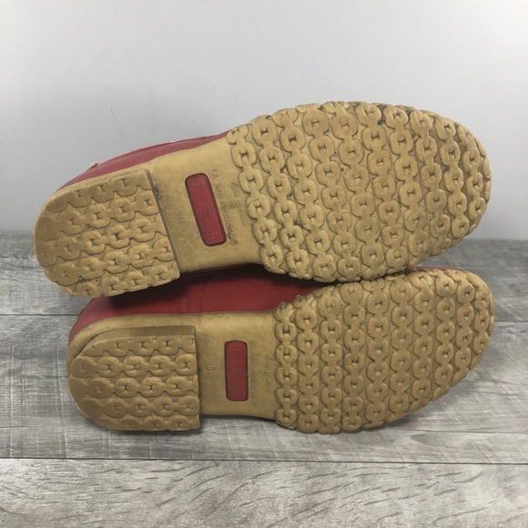 L.L. Bean Womens Red Leather Rain Duck Rubber Sherpa Lined Boots Made in USA 8 - Picture 8 of 11